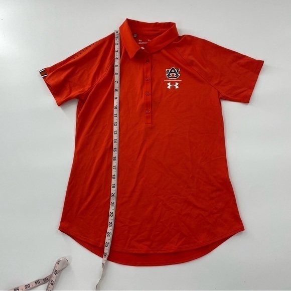 Under Armour Women's SS Orange Auburn Tigers Solid  Golf Polo - Picture 5 of 9